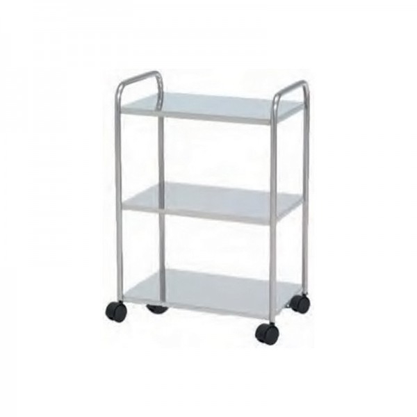 Side table made of stainless steel with three smooth surfaces (60 x 40 x 80 cm)